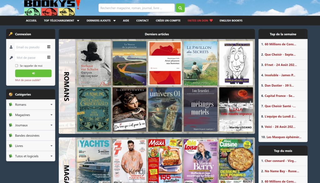 Bookys : une bonne alternative comme site d'ebook gratuit sans compte