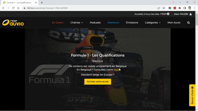 Sans VPN, le Grand Prix du Mexique de F1 est inaccessible en France tandis qu’en utilisant un VPN, on peut regarder la RTBF même en étant situé en France