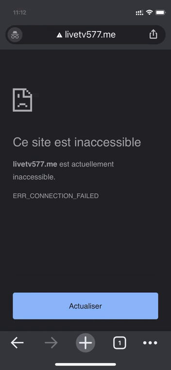 Sans VPN, Live TV SX est inaccessible tandis qu’en utilisant un VPN, la nouvelle adresse fonctionne bien