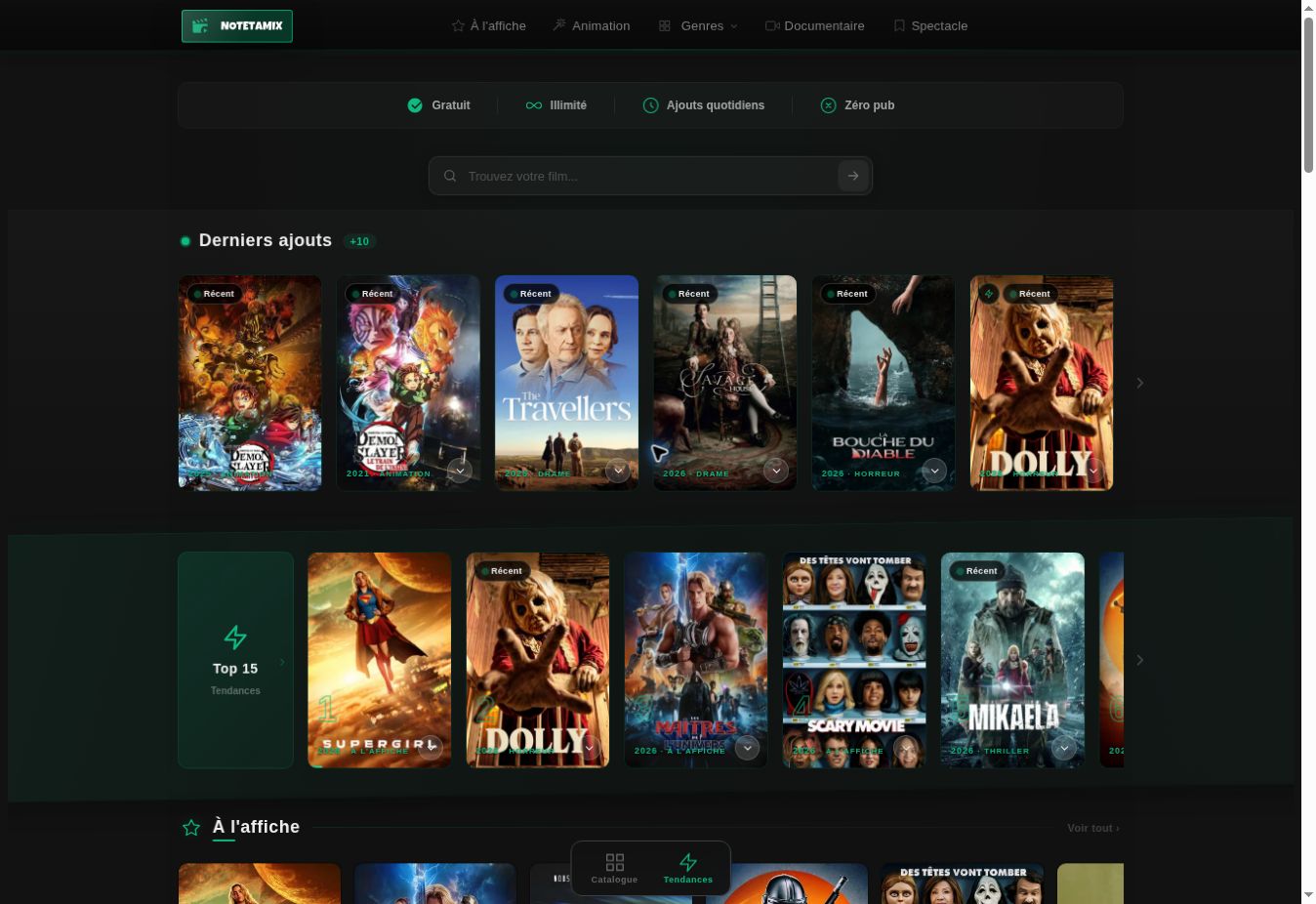 Interface du site Notetamix observée en juillet 2026
