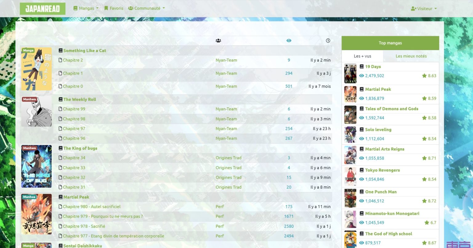 Japanread, tout savoir sur le site de scan mangas VF en ligne en