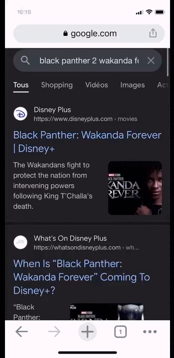 Même sur smartphone, le VPN permet de regarder Black Panther 2 sur Disney Plus