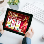 Online casino gambling interface on a tablet