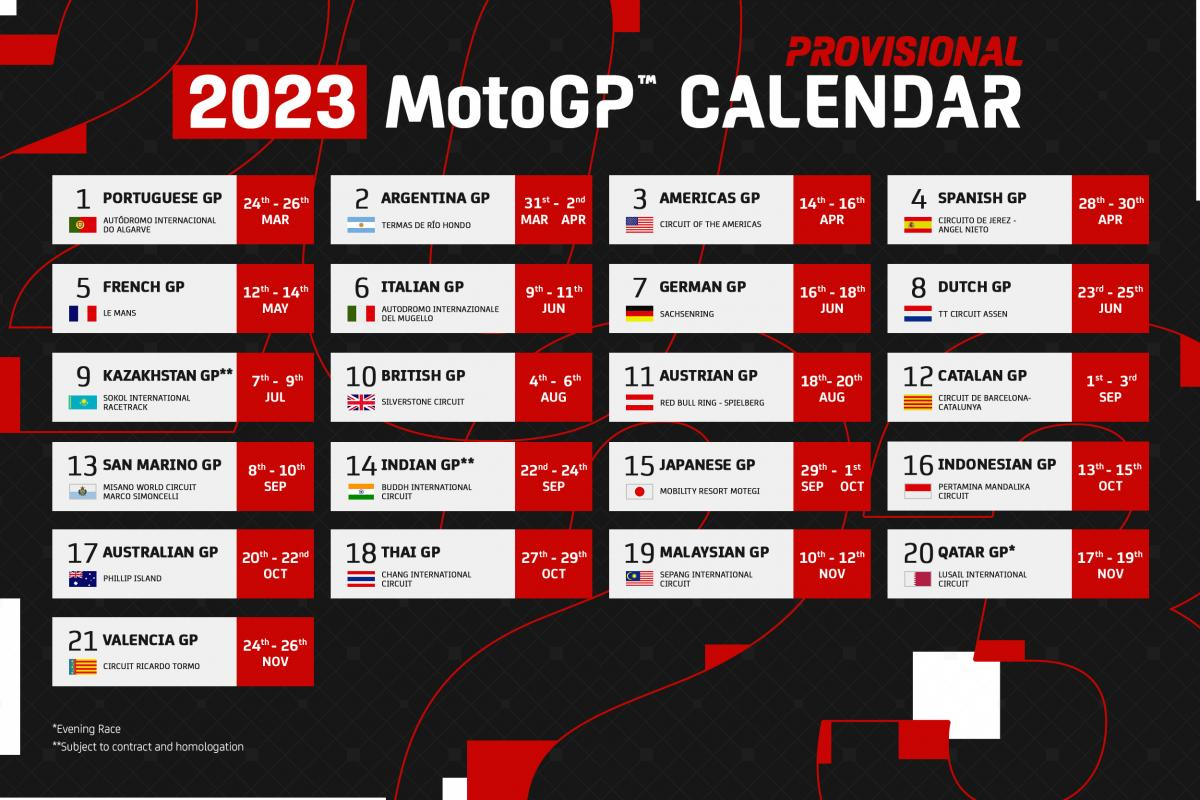 Calendrier de la saison MotoGP 2023