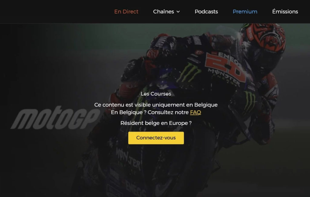Pourquoi le MotoGP en streaming gratuit sur la RTBF n'est pas disponible en France ?