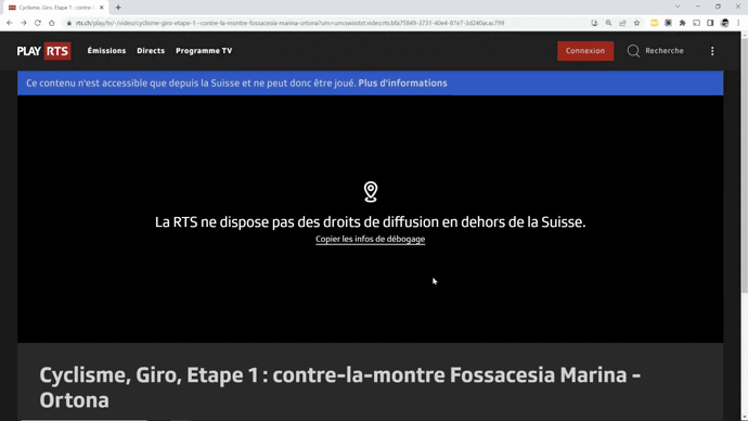 Sans VPN, le Giro est inaccessible en France tandis qu’en utilisant un VPN, on peut regarder le Tour d'Italie même en étant situé en France Sans VPN, le Giro est inaccessible en France tandis qu’en utilisant un VPN, on peut regarder le Tour d'Italie même en étant situé en France