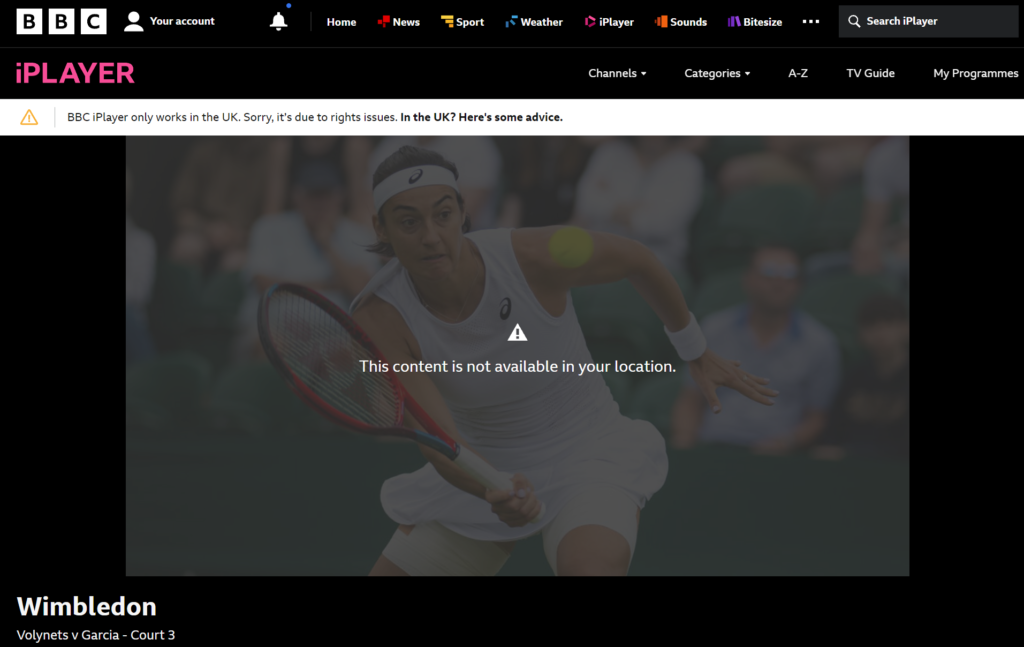 Le BBC iPlayer n'est pas accessible en France