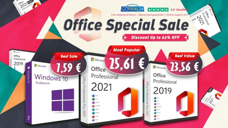 Office 2021 à vie pour 25,61€ et Windows 10 Pro pour 7,59€ en vente spéciale chez Godeal24