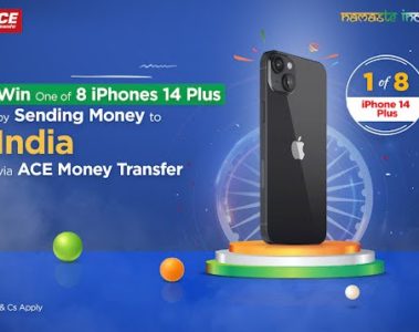 Ayez une chance de gagner l'un des 8 iPhones 14 Plus en effectuant des transferts d'argent sans frais vers l'Inde via ACE Money Transfer