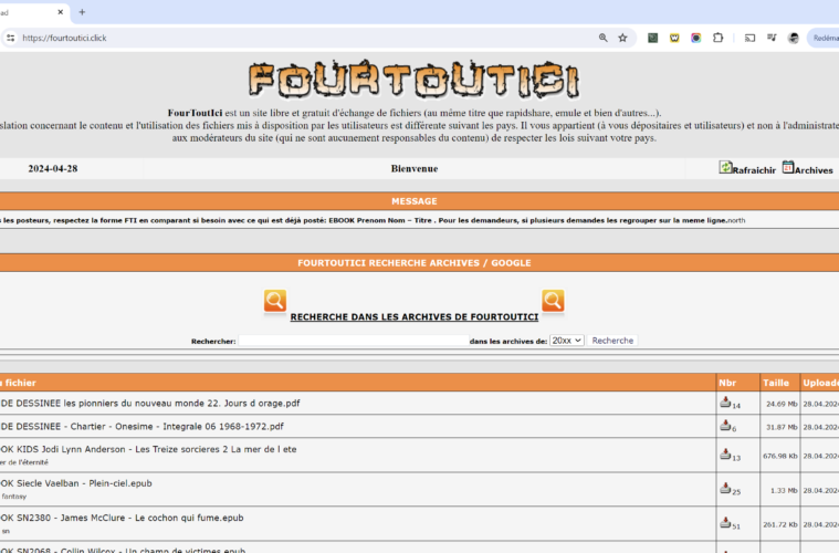 Fourtoutici ne fonctionne plus ? Voici la nouvelle adresse novembre 2024 : fourtoutici.click (ex fourtoutici upload, fourtoutici.ac et fourtoutici.pro) Fourtoutici en maintenance !