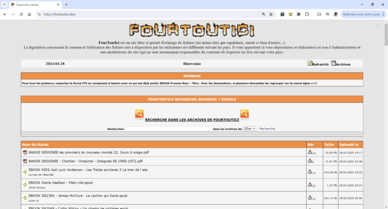 Fourtoutici ne fonctionne plus ? Voici la nouvelle adresse juillet 2024 : fourtoutici.click (ex fourtoutici upload, fourtoutici.ac et fourtoutici.pro)