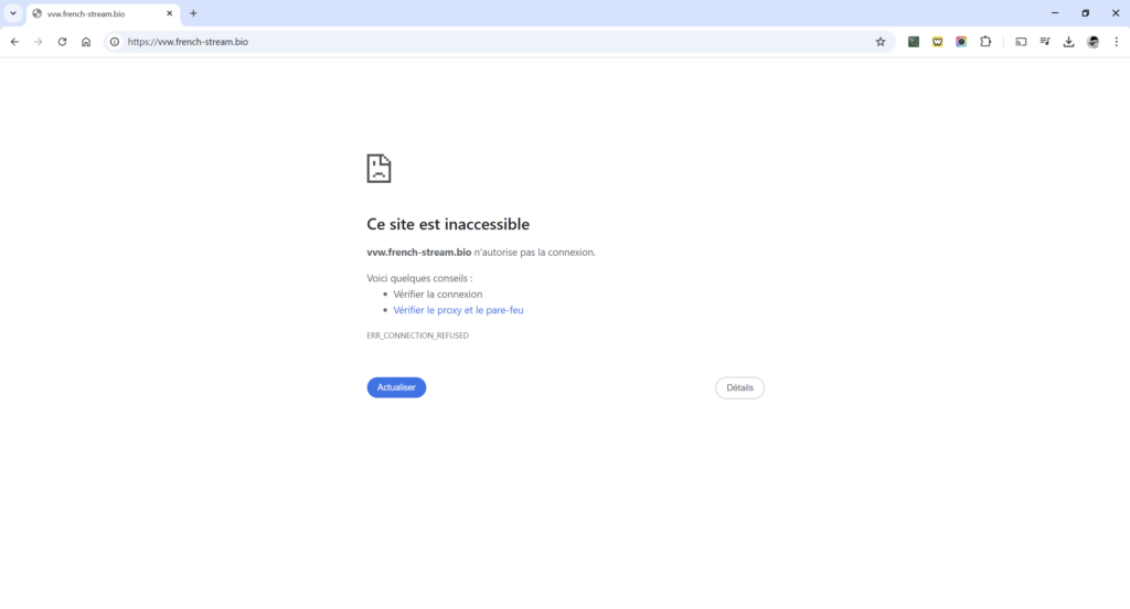 La nouvelle adresse de French Stream est souvent bloquée par les autorités