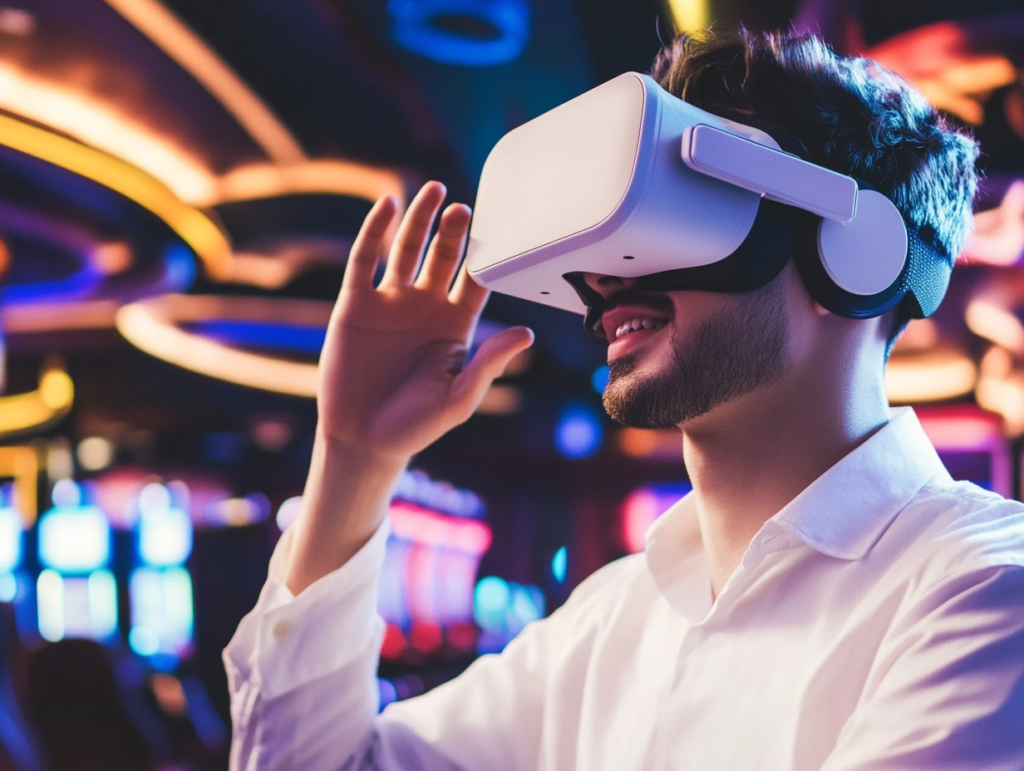 Grâce à des casques VR les utilisateurs peuvent littéralement entrer dans un casino virtuel