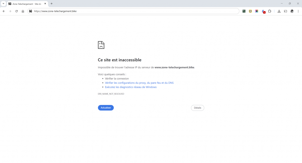 La nouvelle adresse de Zone Téléchargement est régulièrement bloquée par les autorités
