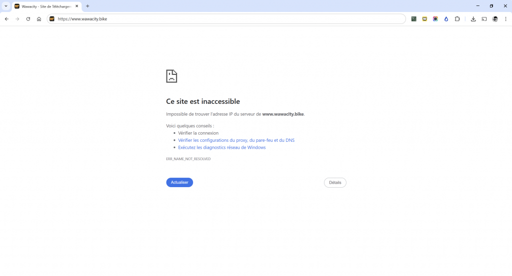 La nouvelle adresse de Wawacity est régulièrement bloquée par les autorités