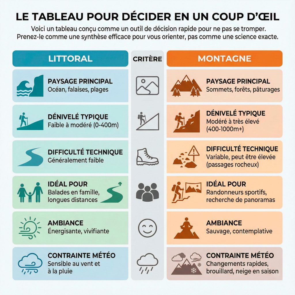 Randonnée au Pays Basque : le tableau pour décider en un coup d'œil