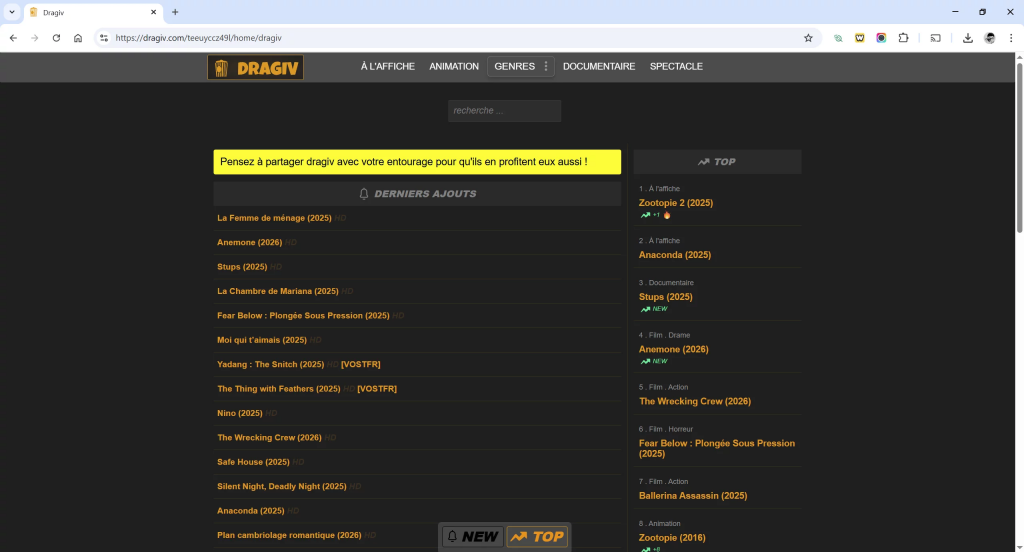 Dragiv ne fonctionne plus et vous cherchez la nouvelle adresse Dragiv en 2026 ?