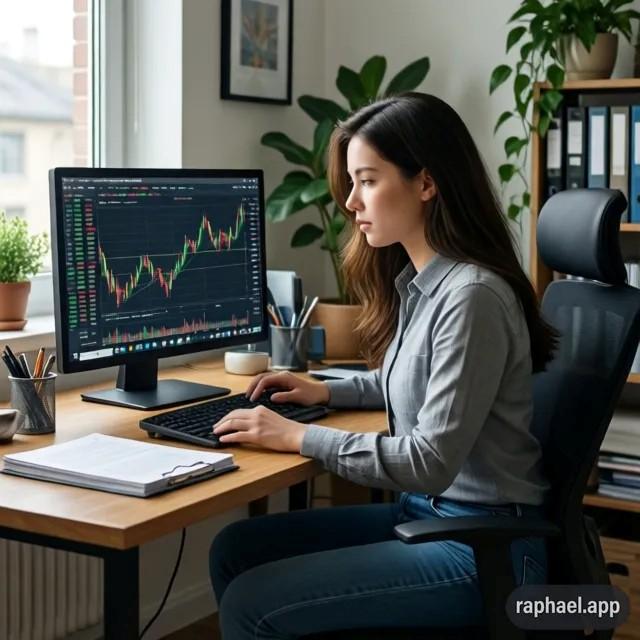 Configuration moderne d’un bureau à domicile pour le trading en ligne.