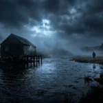 Mini-série Cape Fear Apple TV — eaux côtières sombres et brume nocturne, ambiance thriller psychologique