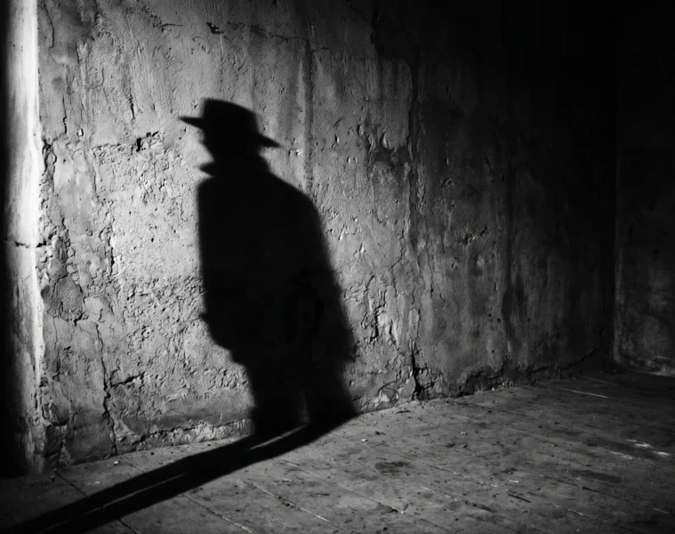 Scène atmosphérique en noir et blanc évoquant l'absurde et l'existentialisme du film L'Étranger