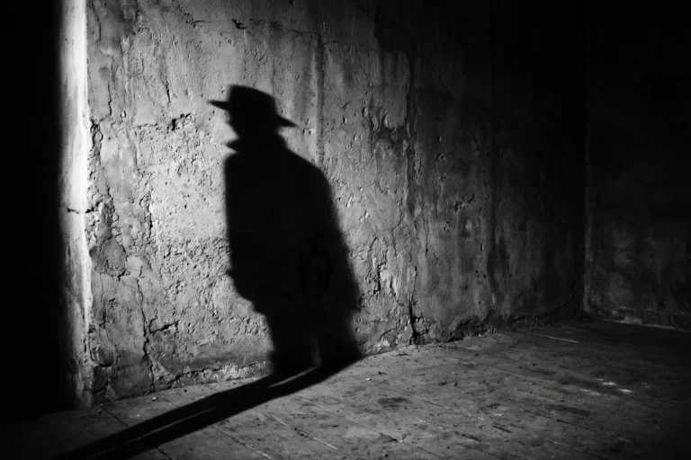 Scène atmosphérique en noir et blanc évoquant l'absurde et l'existentialisme du film L'Étranger