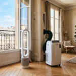 Comparaison ventilateur colonne Dyson et climatiseur mobile Klarstein dans un appartement parisien en pleine canicule
