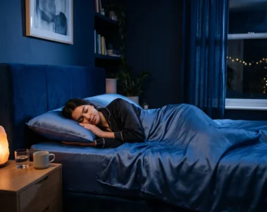 Personne dormant paisiblement sur le côté dans une chambre sereine