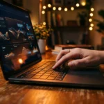 Que signifie « GPT » dans ChatGPT : origine et explication Ordinateur portable affichant ChatGPT dans un bureau sombre eclaire en lumiere chaude