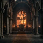 Salle du trône médiévale avec un dragon en arrière-plan, ambiance fantasy sombre
