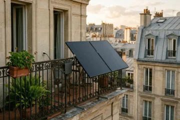 Kit solaire balcon 800 Wc plug and play installé sur un balcon d'appartement