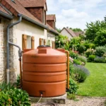 Récupérateur d'eau de pluie 2026 : le guide complet pour choisir, installer et économiser Récupérateur d'eau de pluie en PEHD terracotta installé dans un jardin
