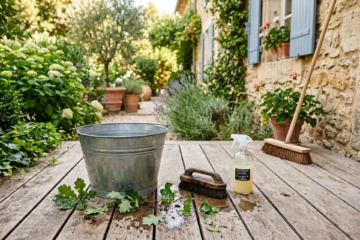 Nettoyer sa terrasse sans Kärcher - 6 méthodes naturelles testées sur bois, composite et carrelage