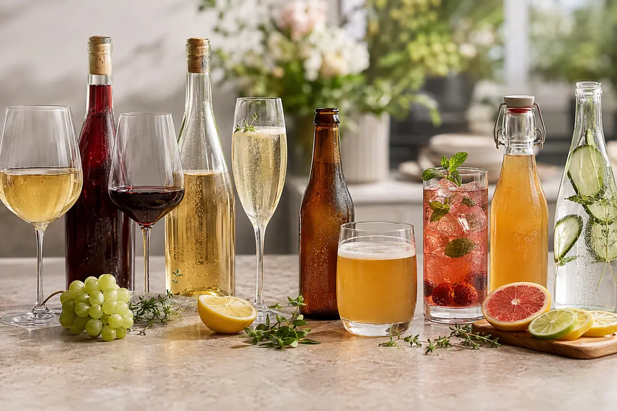 Sélection de boissons sans alcool dans différents verres