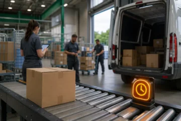 Colis retardé sur un convoyeur dans une agence locale de distribution