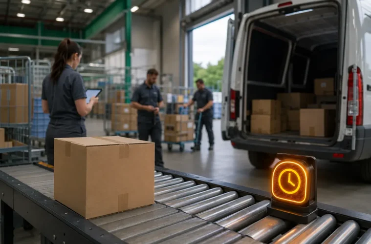 Colis retardé sur un convoyeur dans une agence locale de distribution