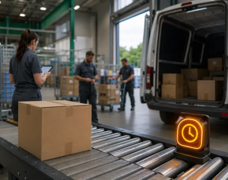 Colis retardé sur un convoyeur dans une agence locale de distribution