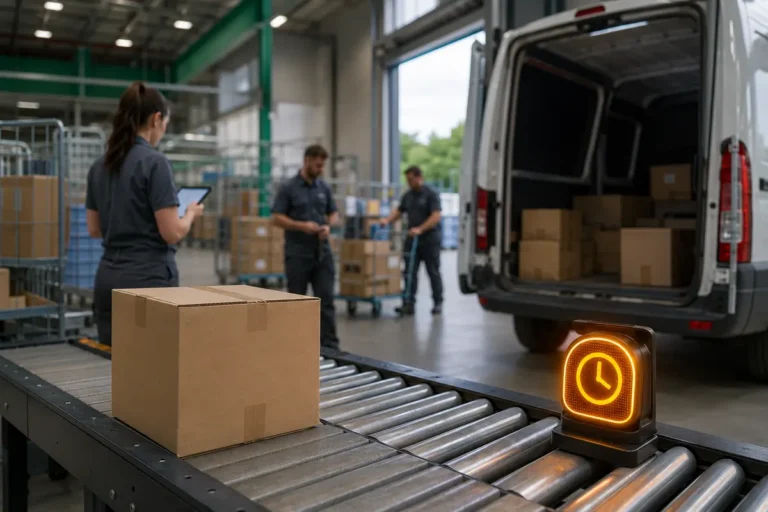 Colis retardé sur un convoyeur dans une agence locale de distribution