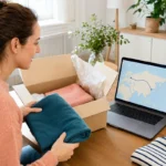 Que signifie « CN » dans le suivi SHEIN ? Cliente suivant le trajet international d’un colis de vêtements depuis l’Asie.