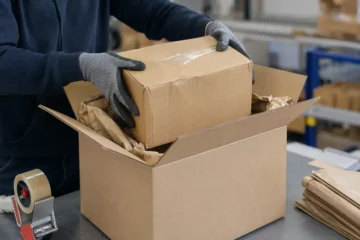 Colis légèrement abîmé replacé dans un carton de protection neuf
