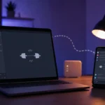 Ordinateur et smartphone affichant une session de messagerie déconnectée