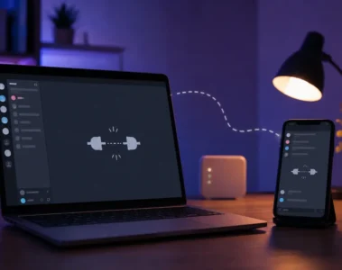 Ordinateur et smartphone affichant une session de messagerie déconnectée