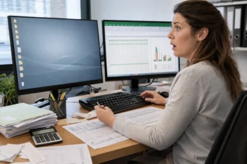 Comptable surprise après la fermeture soudaine de son tableur.