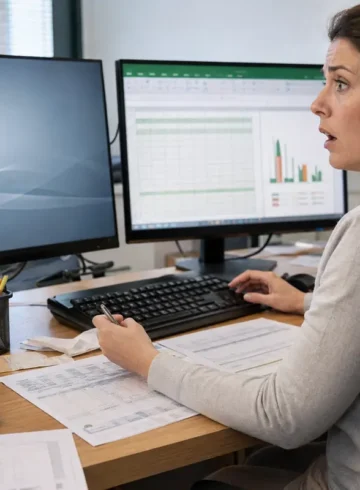 Comptable surprise après la fermeture soudaine de son tableur.