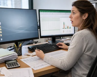 Comptable surprise après la fermeture soudaine de son tableur.
