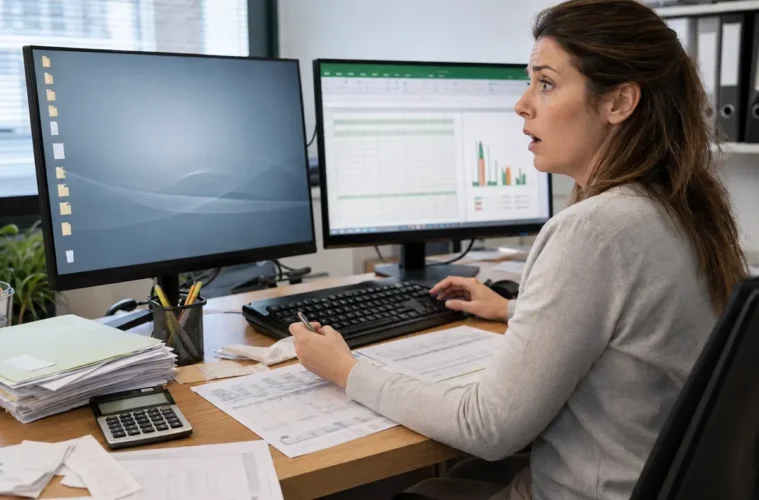 Comptable surprise après la fermeture soudaine de son tableur.