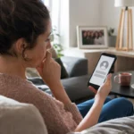 Femme découvrant un profil devenu anonyme dans une ancienne conversation.