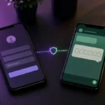 Deux smartphones illustrant un code de connexion reçu dans une messagerie