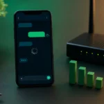 Pourquoi Messenger affiche « En attente de réseau » ? Smartphone avec message en attente près d’un routeur Wi-Fi