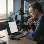 Pourquoi Messenger affiche-t-il un message non lu inexistant ? Employé cherchant un message non lu inexistant dans sa messagerie.