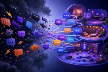 Bulles de discussion dispersées qui se relient en communautés organisées